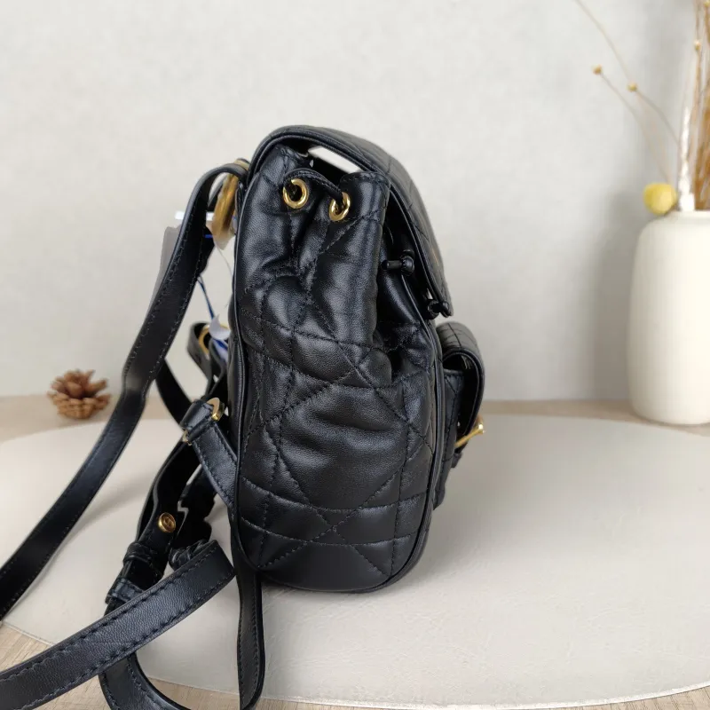 DIOR Backpack Caro Shoulder Bag Black SL ambskin Small18 × 8.5 × 18.5 cm — detail view 10 of 13