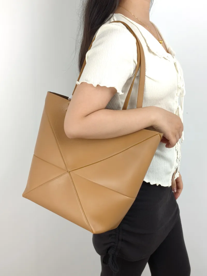 LOEWE Shoulder Bag Puzzle Fold Shopping Tote Calfskin Medium 25.5 × 14.5 × 31.5 cm — on-model view 2 of 2