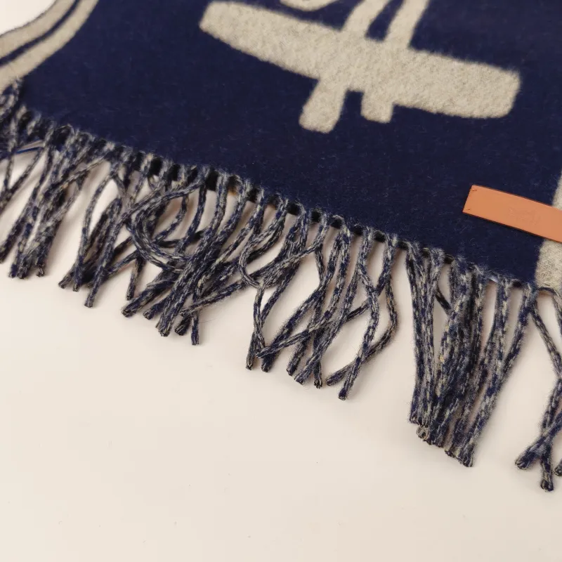 Hermès Scarf Scarf Blue Cashmere One Size 160*30cm — cover view 4 of 7