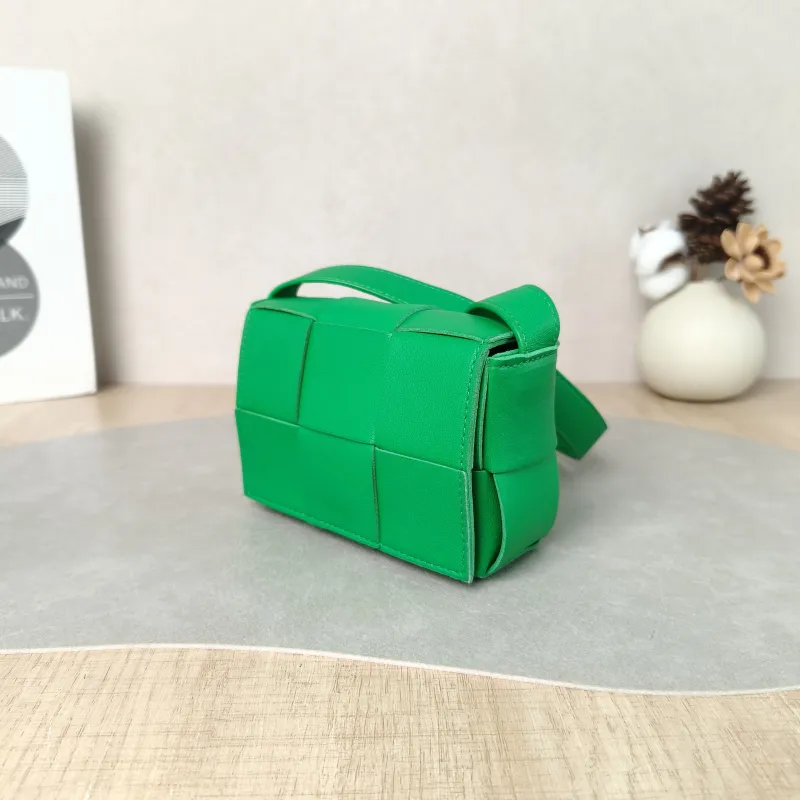 Bottega Veneta Crossbody Bag Cassette Woven Green Lambskin Mini 12 × 4 × 9 cm — cover view 6 of 6