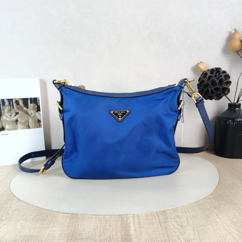 PRADA Crossbody Bag Messenger Bag Crossbody Bag Blue Nylon One Size 28 × 2 × 22 cm