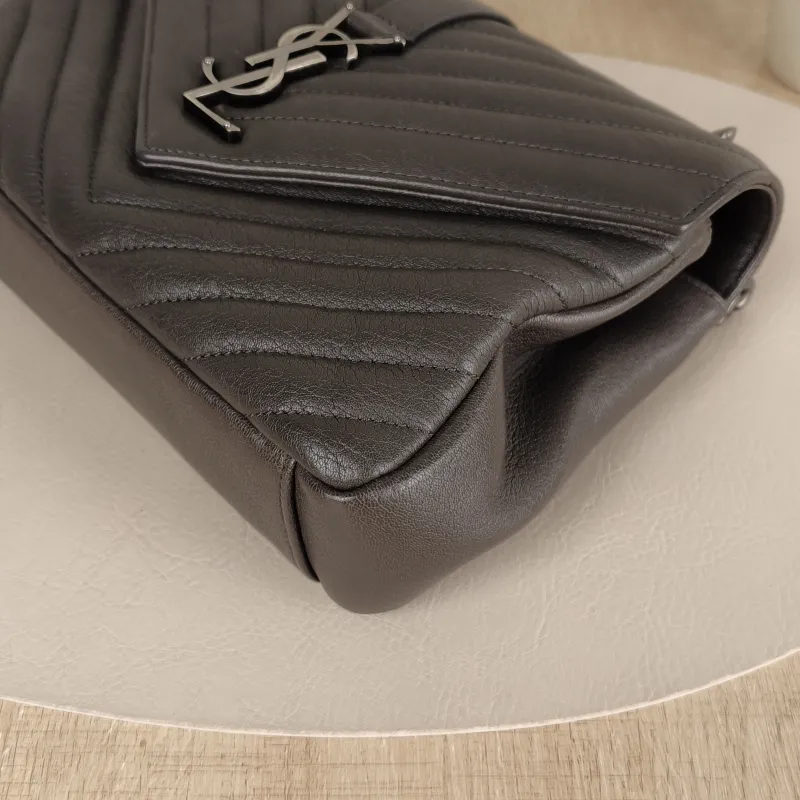 SAINT LAURENT Shoulder Bag COLLEGE Dark Grey Lambskin Medium 24 × 6.5 × 17 cm — detail view 12 of 13