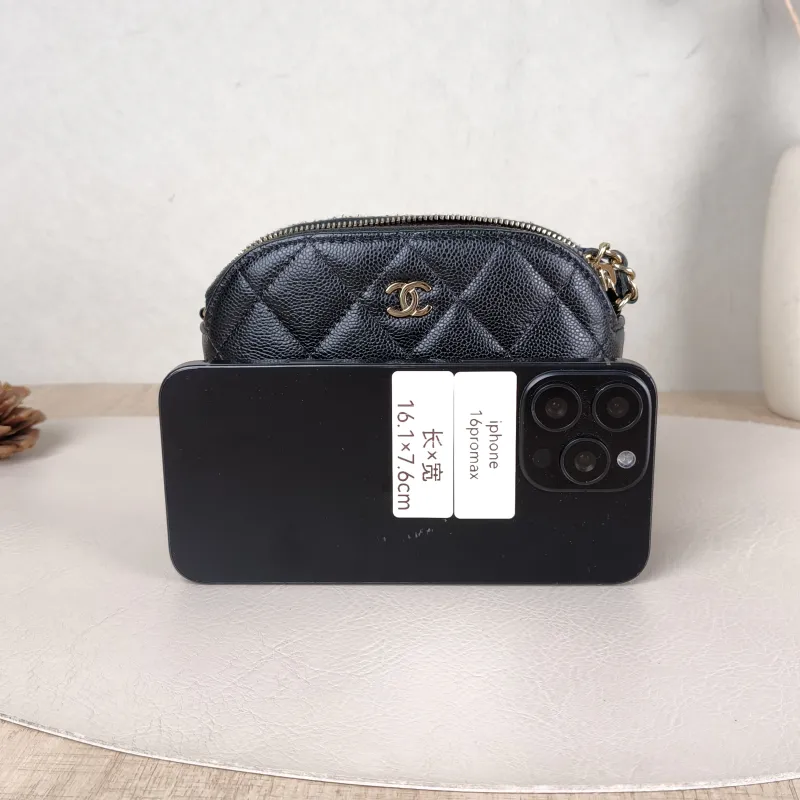 Chanel Crossbody Bag Chain Bag Black Grained Calfskin One Size 16 × 2.5 × 11 cm — cover view 4 of 6