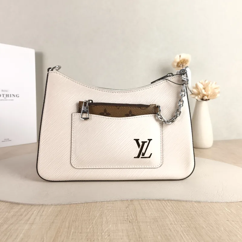 Louis Vuitton Crossbody Bag MARELLE White Epi Embossed Calfskin Small 25 × 8 × 15 cm