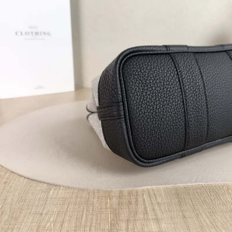 Hermès Top Handle Bag Neo Garden 23 Mini Black · Beige Canvas · Negonda Calfskin Mini 23 × 10 × 16 cm G — detail view 8 of 10