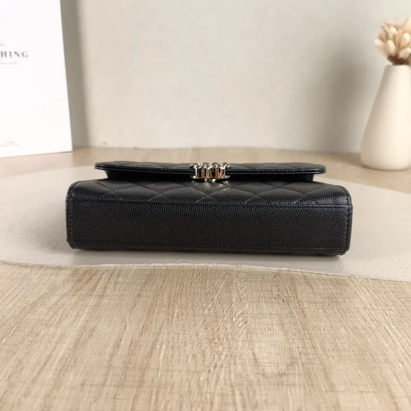 Chanel Crossbody Bag kelly Black Grained Calfskin One Size 18 × 4.5 × 10 cm — cover view 4 of 6