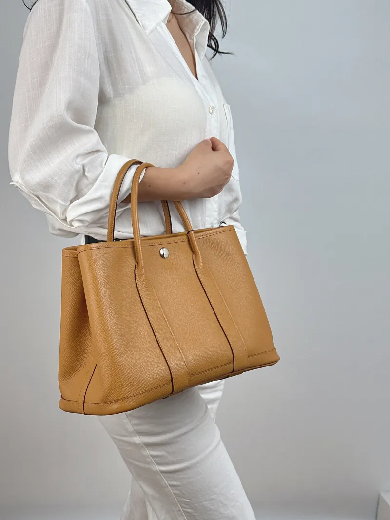 Hermès Top Handle Bag Garden Party 30 30 Negonda Calfskin Medium 30 × 13 × 21 cm Z — on-model view 2 of 2