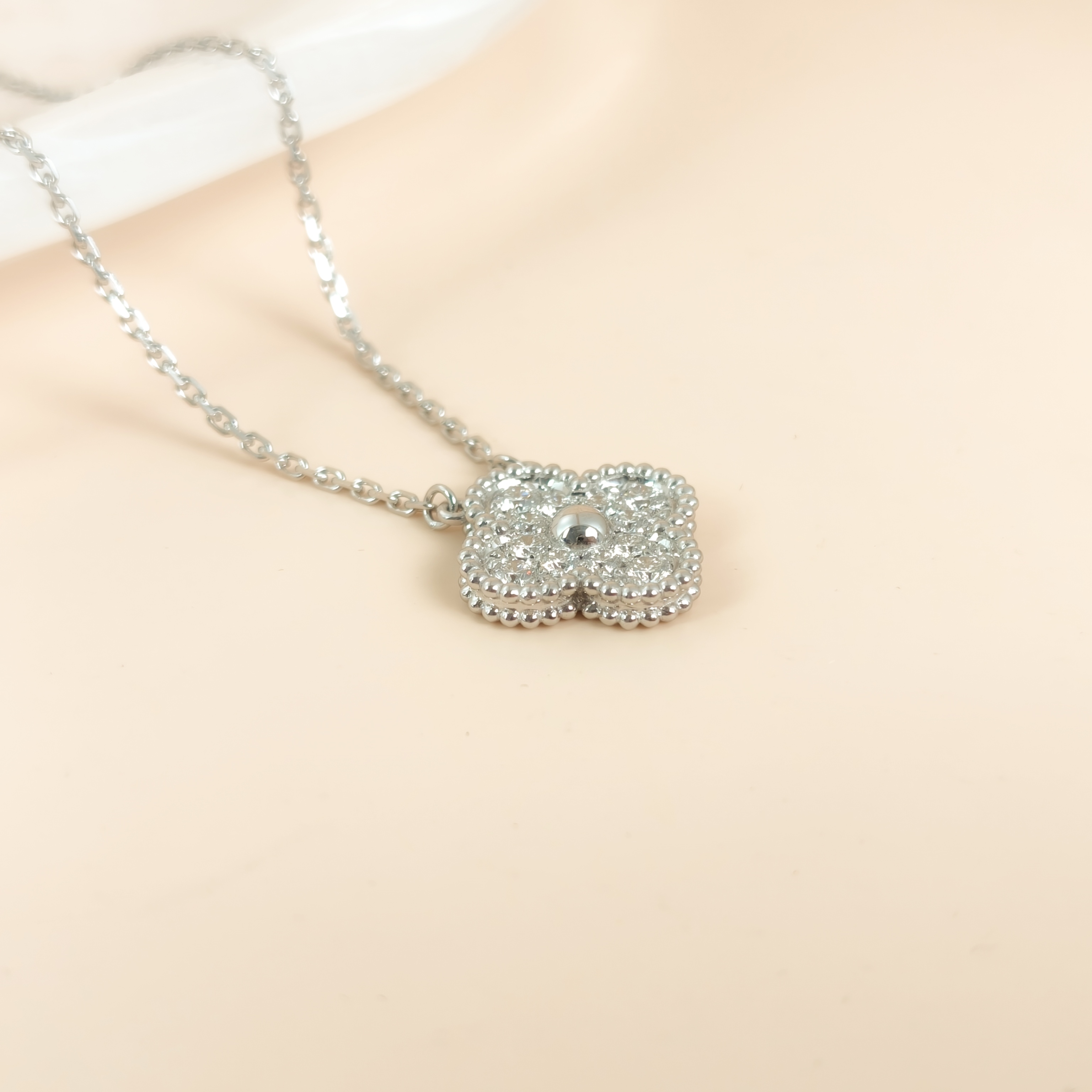 Van Cleef & Arpels Necklace Alhambra White Gold18KW hite Gold Diamond Vintage Small41.5cm — cover view 8 of 10