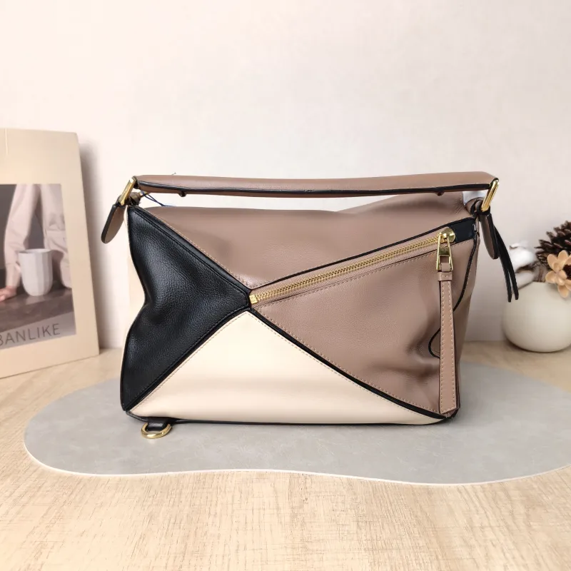 LOEWE Crossbody Bag Puzzle Brown Colorblock Calfskin Medium 29 × 14 × 19.5 cm — cover view 5 of 5