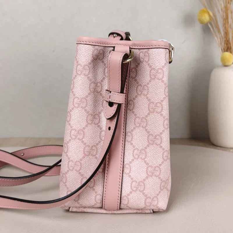 GUCCI Crossbody Bag GG Emblem Pink PVC Small 19 × 11 × 18 cm — detail view 7 of 10