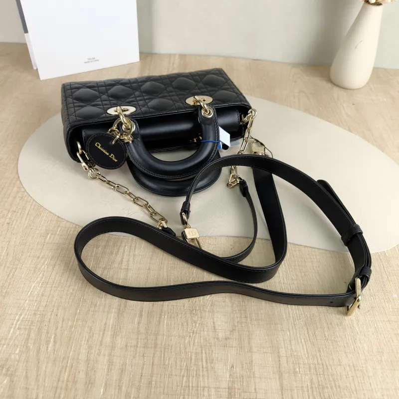 DIOR Top Handle Bag Lady D-Joy Black Lambskin Small 22 × 6 × 11 cm — detail view 10 of 10