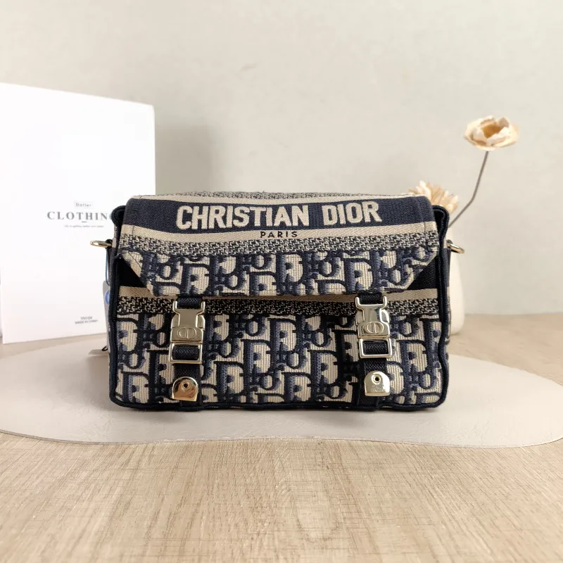 DIOR Crossbody Bag camp Messenger Bag Blue Canvas Small23 × 8 × 15 cm