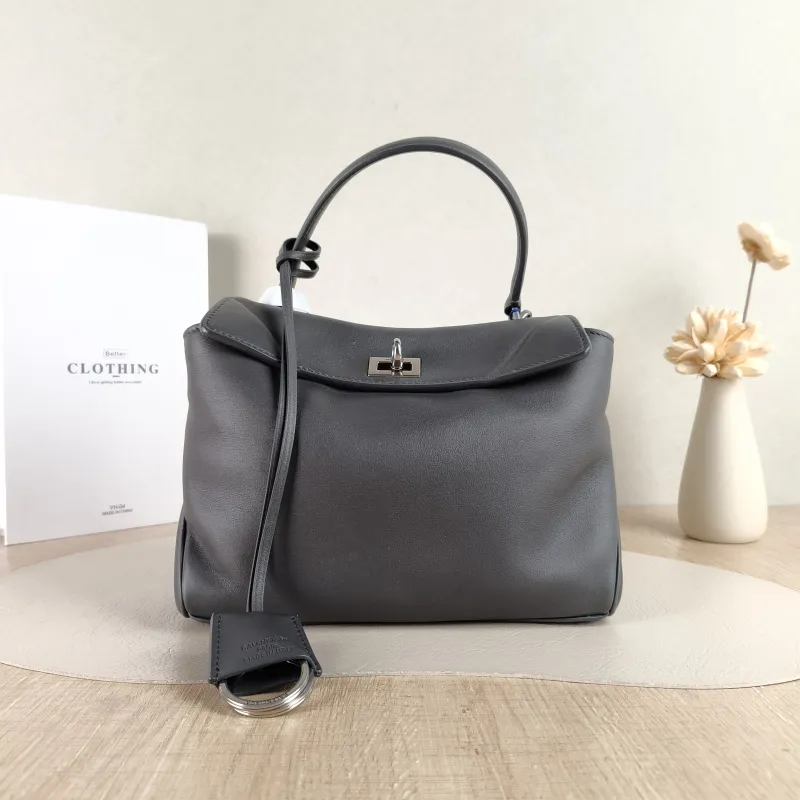 BALENCIAGA Crossbody Bag RODEO Dark Grey Calfskin Mini 23 × 10 × 17 cm