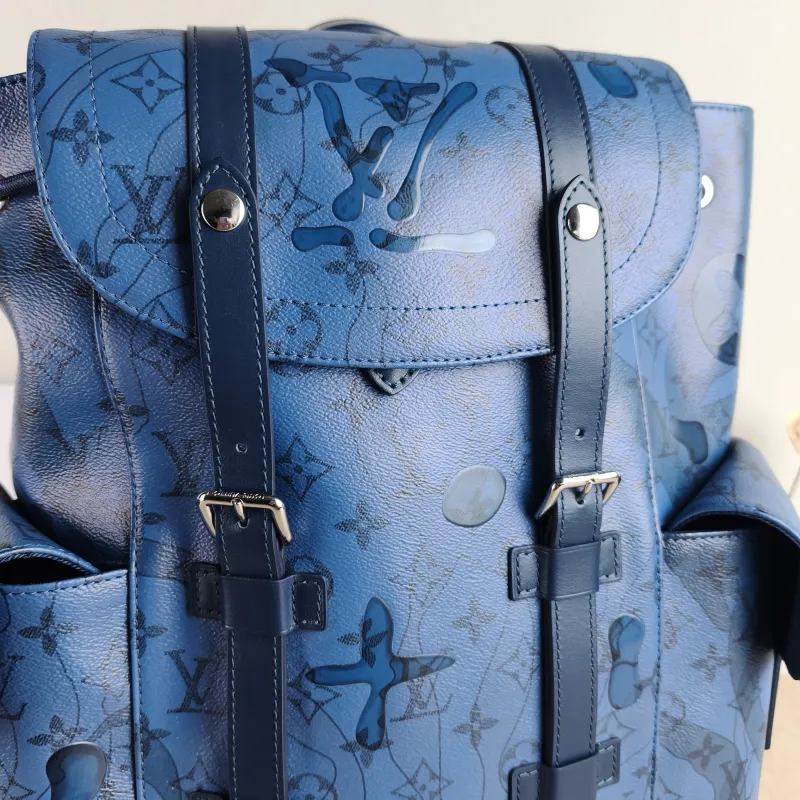 Louis Vuitton Backpack Christophe Backpack Blue PVC 33 × 12 × 44 cm — detail view 3 of 12