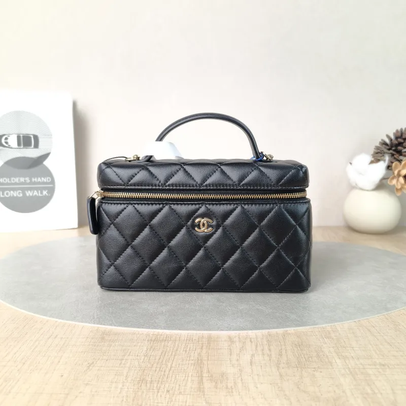 Chanel Crossbody Baglp Box Bag Top Handle Crossbody Bag Black Lambskin One Size19.5 × 5 × 17 cm
