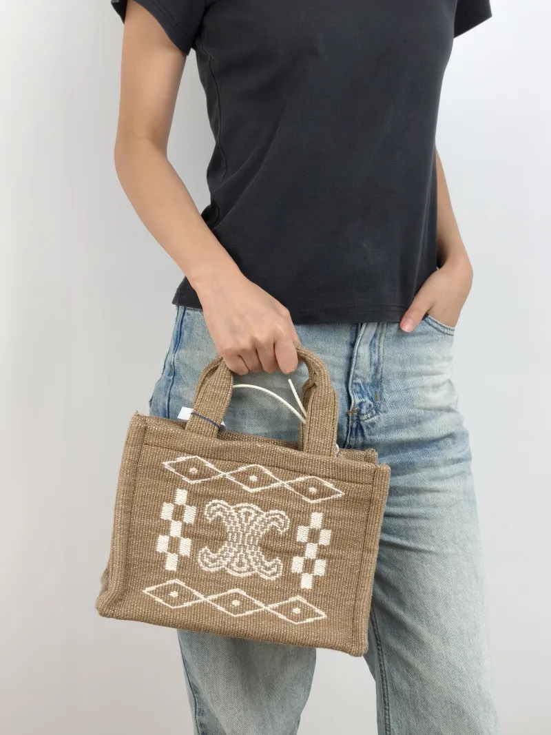 CELINE Shoulder Bag CABAS THAIS Shopping Tote Brown Small 25.5 × 12 × 18.5 cm — on-model view 1 of 3