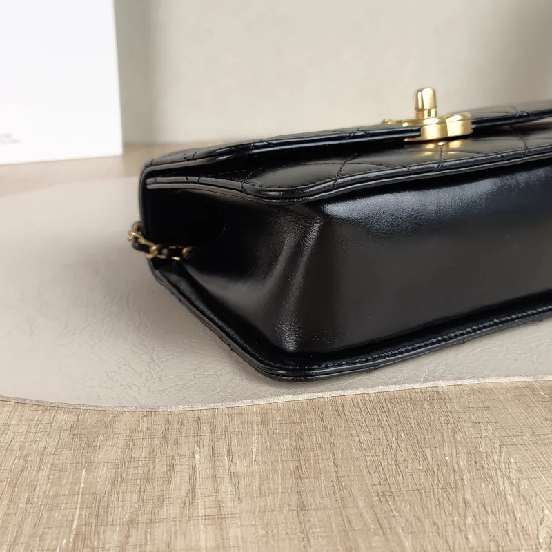 Chanel Crossbody Bag Black Calfskin Small 19 × 8 × 12 cm — detail view 10 of 12