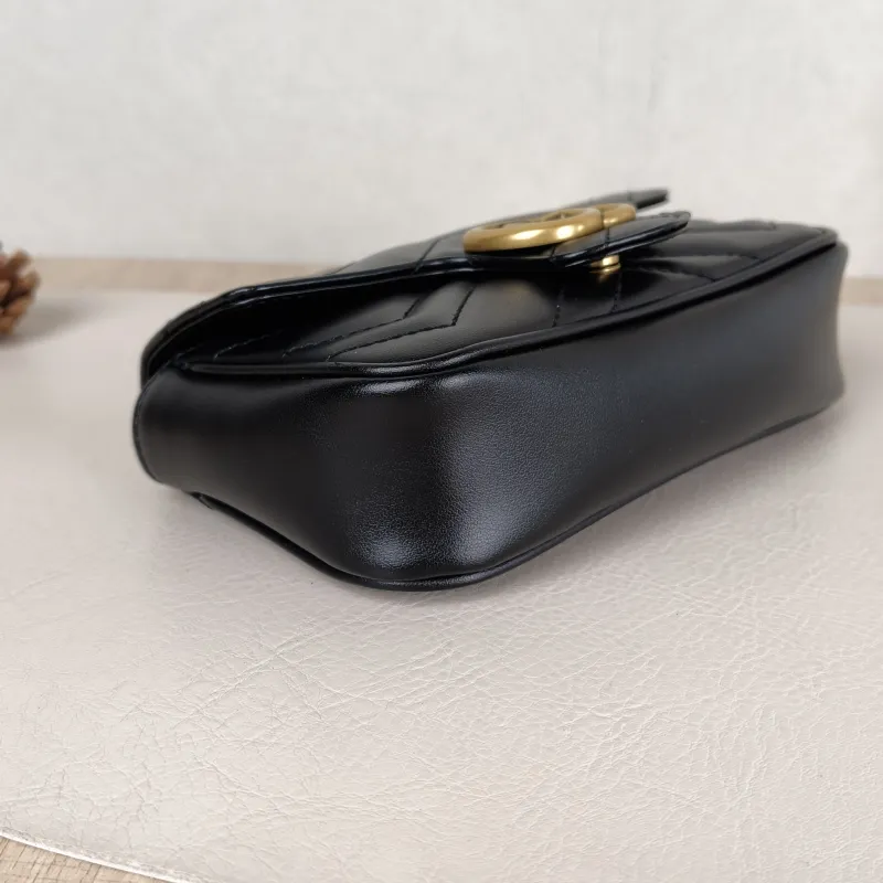 GUCCI Crossbody Bag GG Marmont Mini Marmont Mini Black Calfskin Mini 16.5 × 4.5 × 9.5 cm — detail view 8 of 12