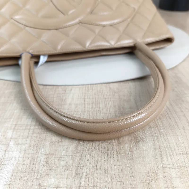 Chanel Top Handle Bag Medallion Taupe Grained Calfskin Large 30 × 15 × 24 cm 7 — detail view 1 of 13