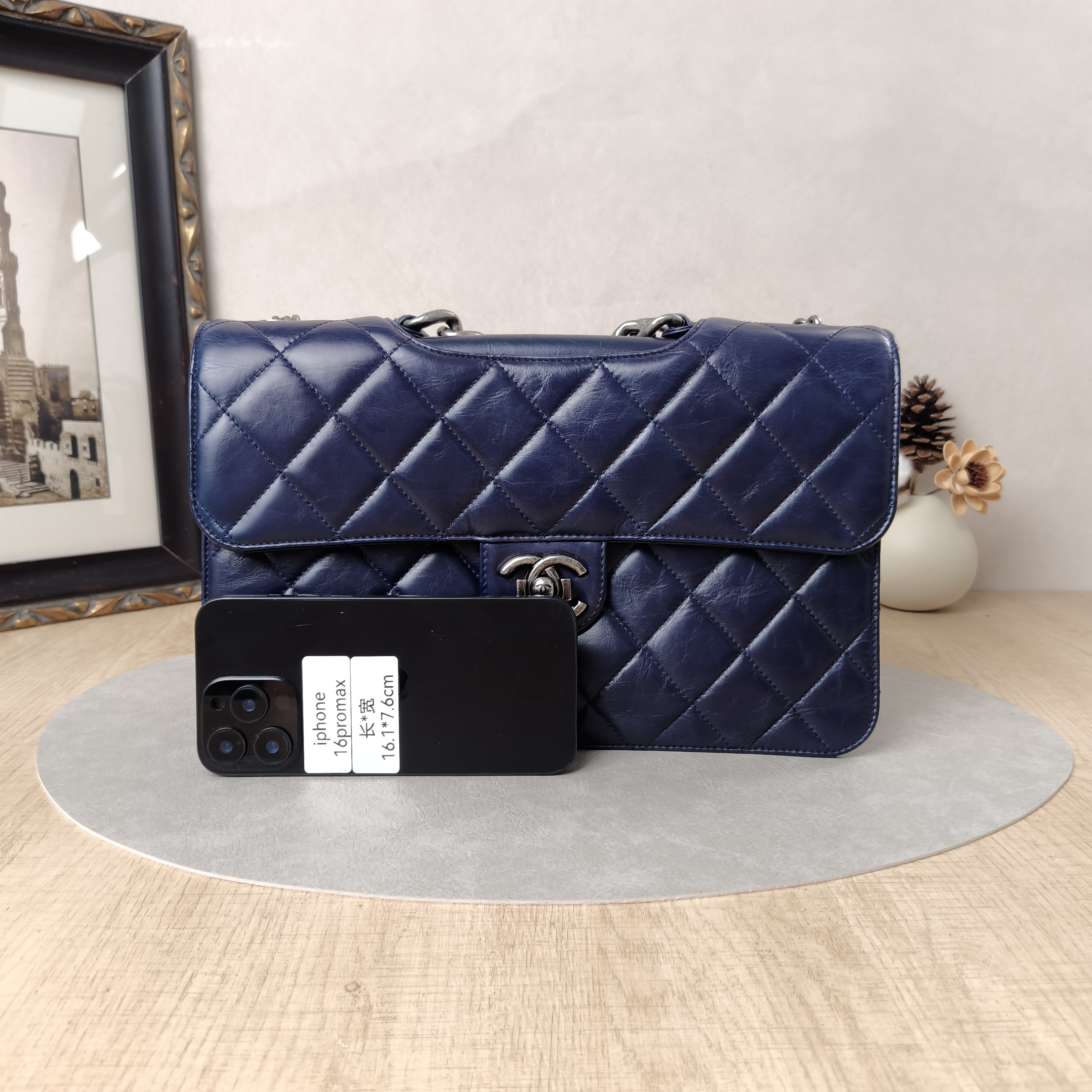 Chanel Crossbody Bagcf Collection Crossbody Bag Blue Calfskin Large30.5 × 5 × 20 cm — cover view 11 of 11
