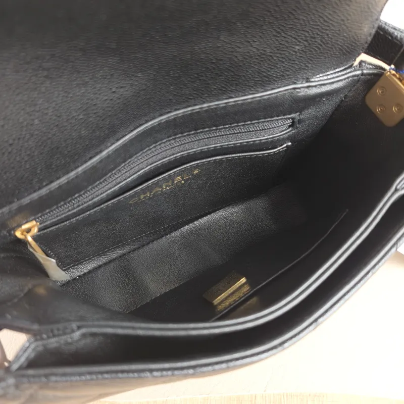 Chanel Crossbody Bag Black with Gold-Tone Hardware Grained Calfskin Small 20 × 5 × 15 cm — detail view 9 of 14
