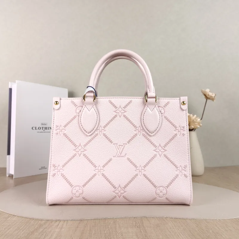 Louis Vuitton Shoulder Bag Onthego Pink Calfskin Small 25 × 11.5 × 19 cm