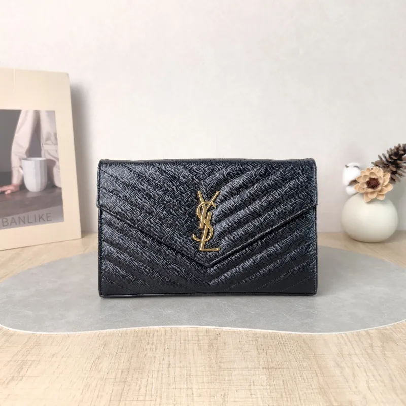 SAINT LAURENT Crossbody Bag CASSANDRE ENVELOPE Black Calfskin One Size 22.5 × 4 × 14 cm