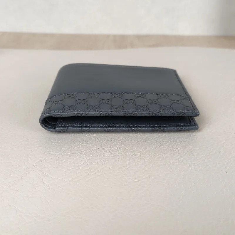 GUCCI Wallet Wallet Grey Calfskin One Size11 × 1 × 9 cm — cover view 5 of 6