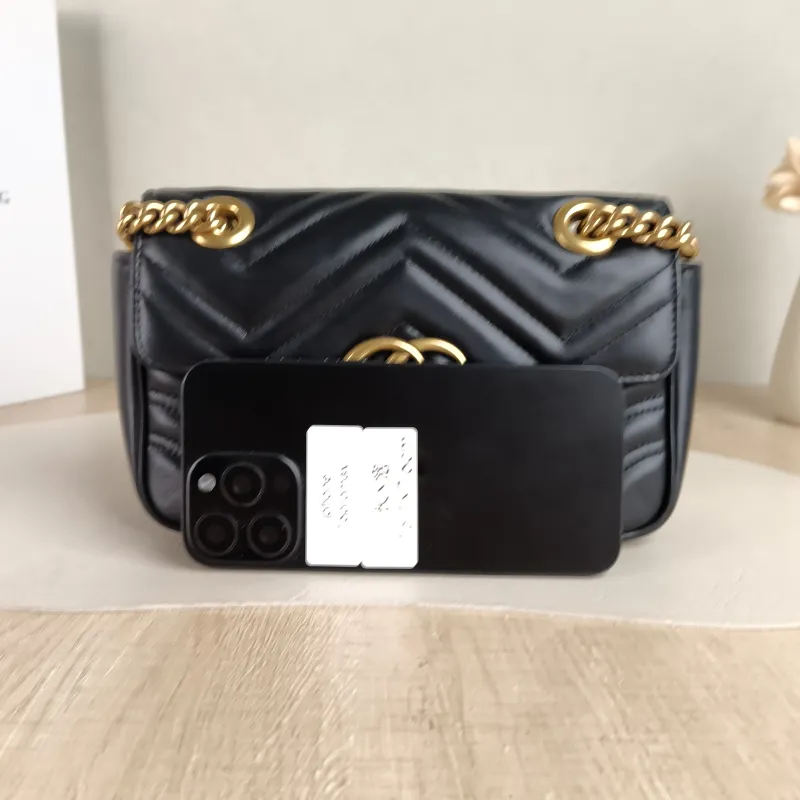 GUCCI Crossbody Bag GG Marmont Small Marmont 22 Black CC alfskin Small 22 × 6 × 13 cm — cover view 4 of 5