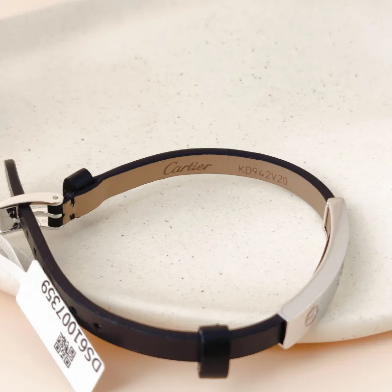 CARTIER Bangle Love Collection Bangle Black Calfskin Diamond18KW hite Gold One Size 21cm — cover view 4 of 12