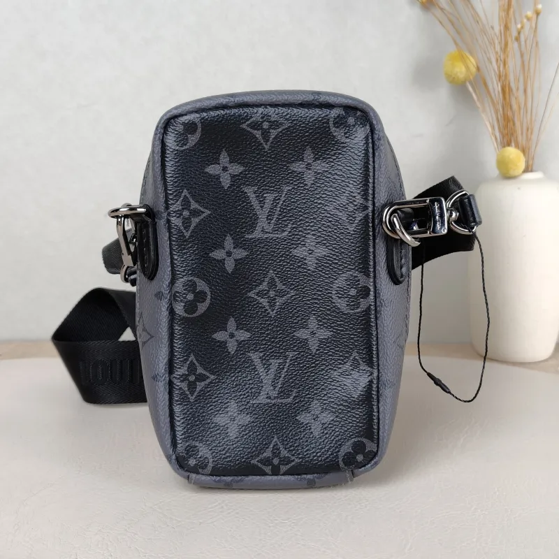 Louis Vuitton Crossbody Bag Double Phone Pouch Black Monogram PVC One Size 11 × 5 × 18 cm — cover view 3 of 5