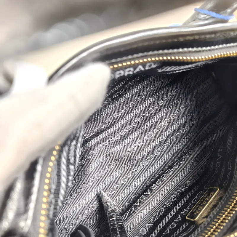PRADA Shoulder Bag Bonnie Soft Lux Black Waxed Leather Mini 23.5 × 9 × 12 cm — detail view 1 of 14