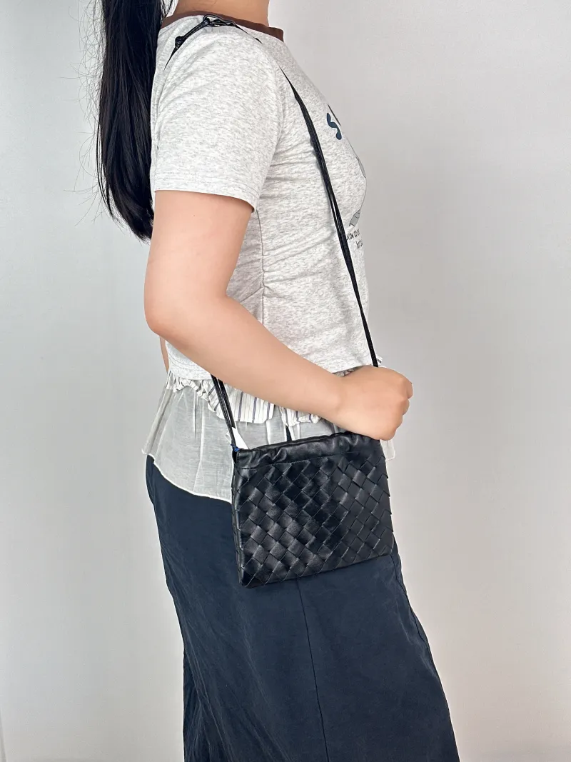 Bottega Veneta Shoulder Crossbody Bag Black Lambskin One Size20.5*15.5 — on-model view 2 of 2