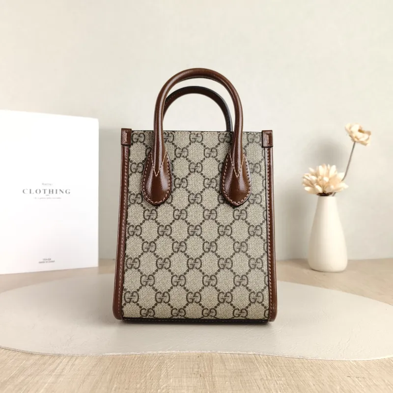 GUCCI Crossbody Bag GG Retro Collection Tote Bag Brown PVC Mini 16 × 7 × 20 cm — cover view 3 of 5