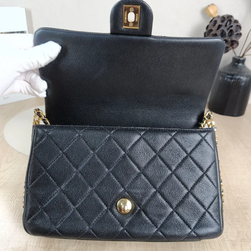 Chanel Crossbody Bag Editioncf mini Black Grained Calfskin 23.5 × 7 × 15 cm — detail view 11 of 13