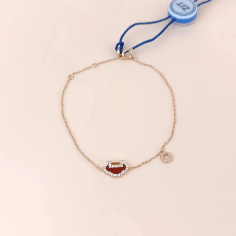 Qeelin Bracelet Yu Yi Red Agate Diamond18KR ose Gold17cm