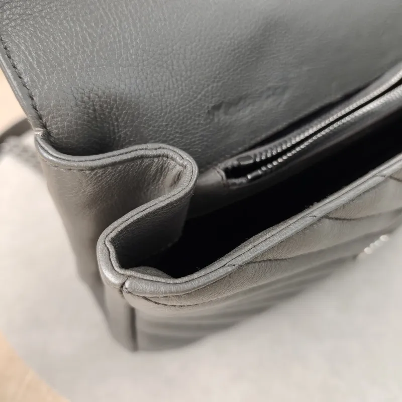 SAINT LAURENT Shoulder Bag COLLEGE Grey Calfskin24 × 6.5 × 17 cm — detail view 11 of 16