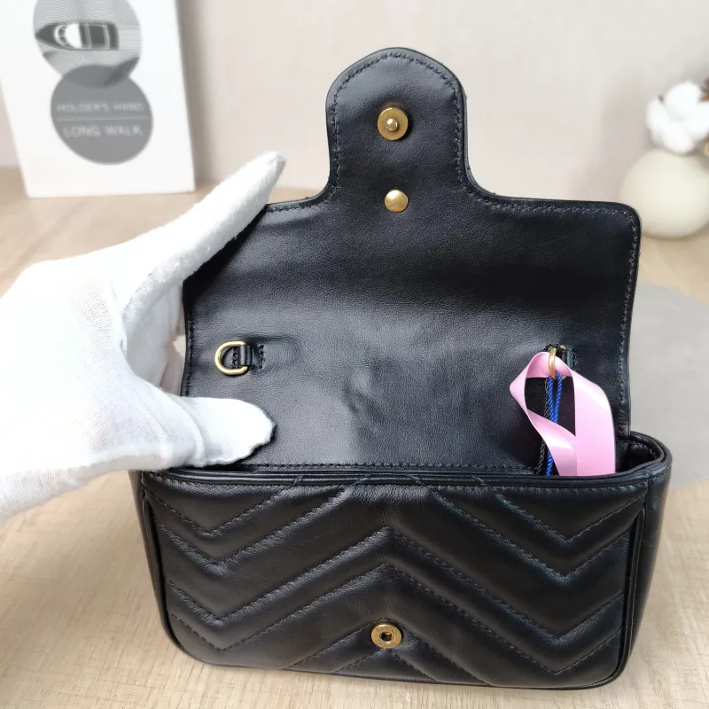 GUCCI Crossbody Bag GG Marmont Mini Marmont Mini Black Calfskin Mini 16.5 × 4.5 × 9.5 cm — detail view 12 of 13