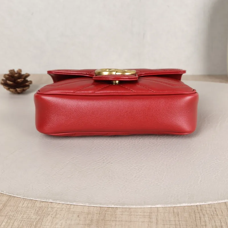 GUCCI Crossbody Bag GG Marmont Mini Marmont Mini Red Calfskin Mini 16.5 × 4.5 × 9.5 cm — cover view 6 of 6