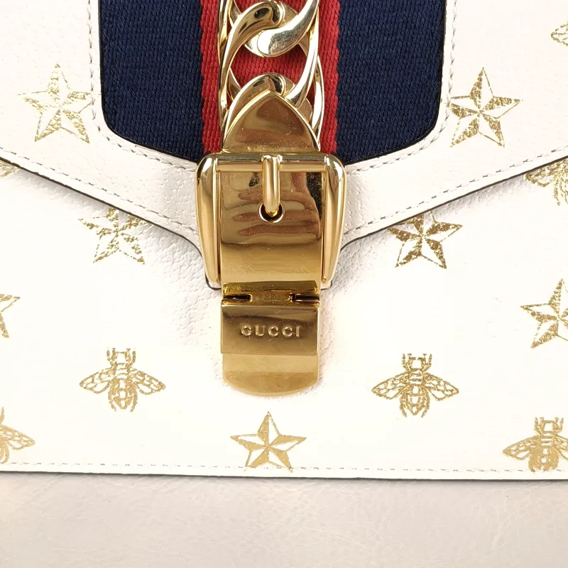 GUCCI Crossbody Bag Sylvie Edition White Calfskinmini20 × 8 × 14 cm — detail view 11 of 13