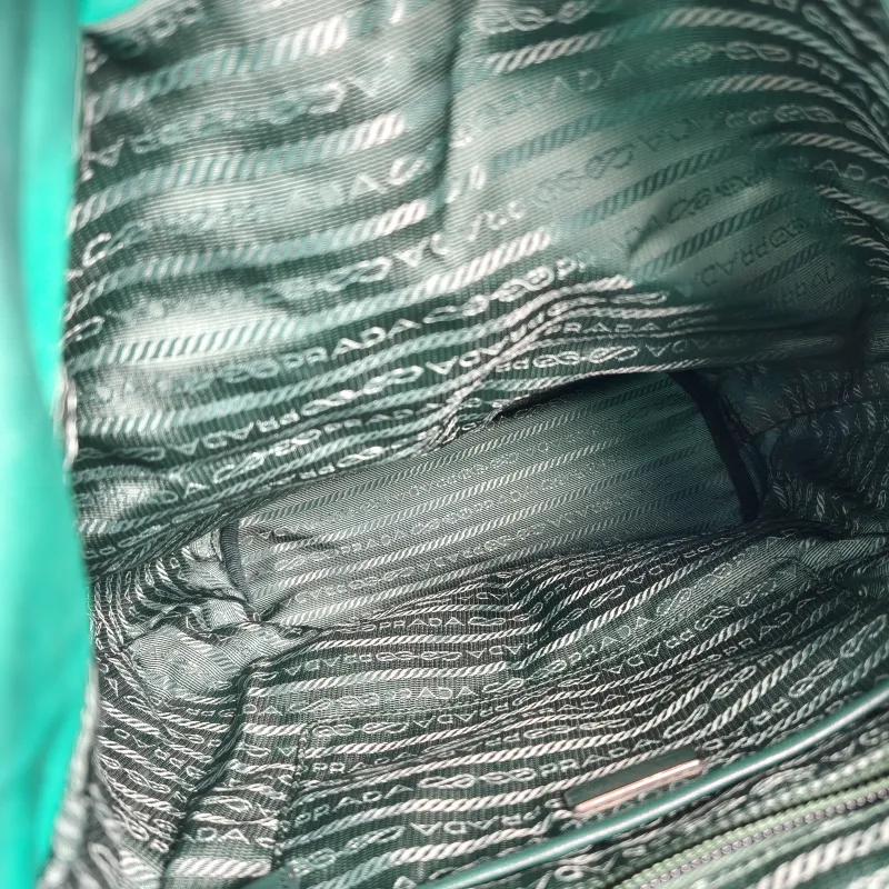 PRADA Backpack Nylon Backpack Green Nylon One Size 21 × 13 × 26 cm — detail view 9 of 11