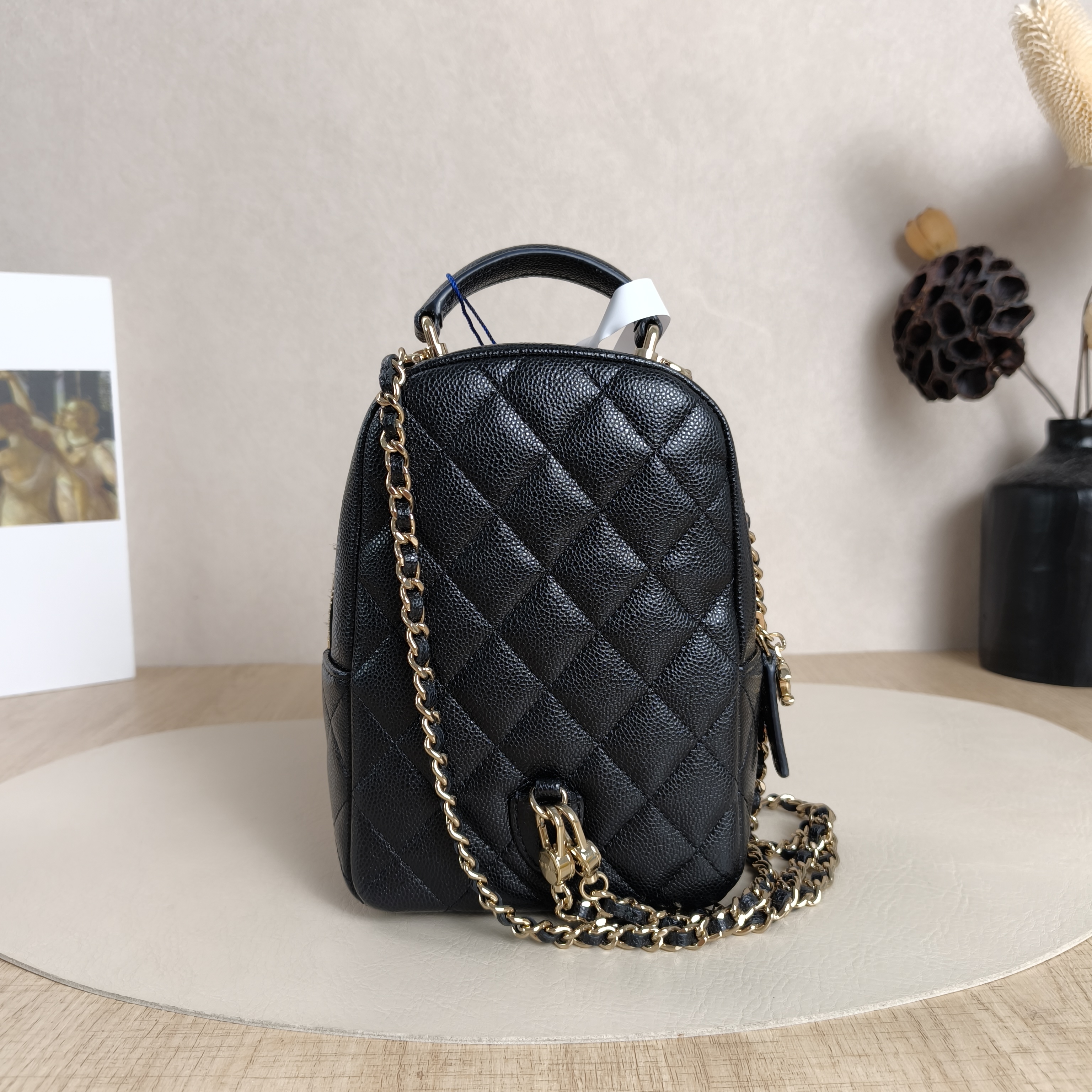 Chanel Crossbody Bag24s Mini Backpack Crossbody Bag Black Grained Calfskin One Size13 × 9 × 18 cm — cover view 8 of 11
