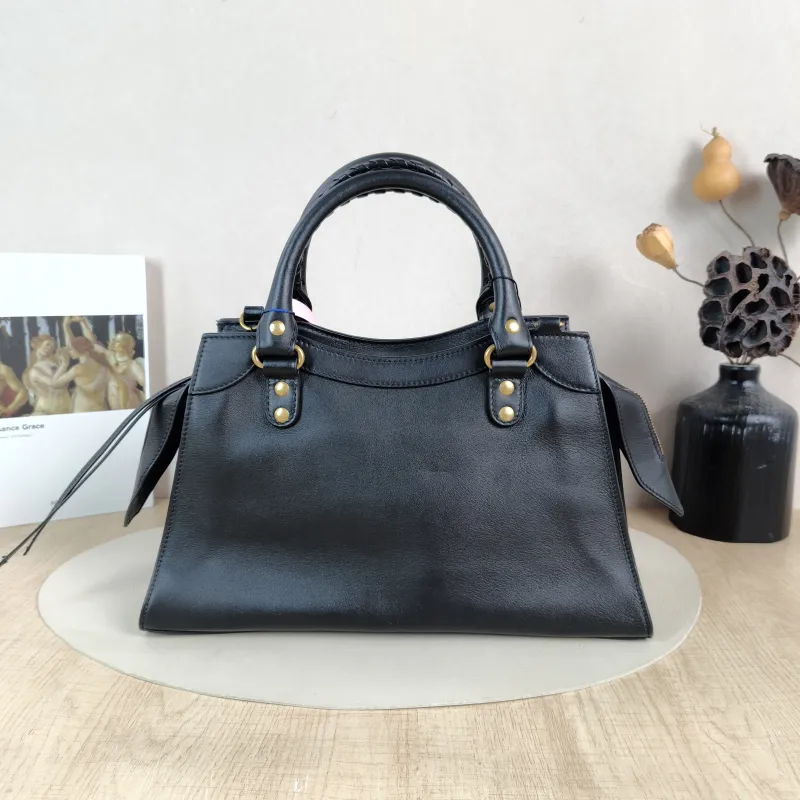 BALENCIAGA Crossbody Bag Neo Classic Black with Gold-Tone Hardware Calfskin Small 33 × 15.5 × 21 cm — cover view 6 of 6