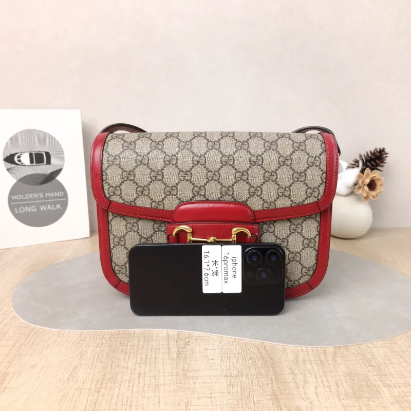GUCCI Crossbody Bag Horsebit 1955 Horsebit Medium Red PVC Medium 25 × 8 × 18 cm — cover view 4 of 5