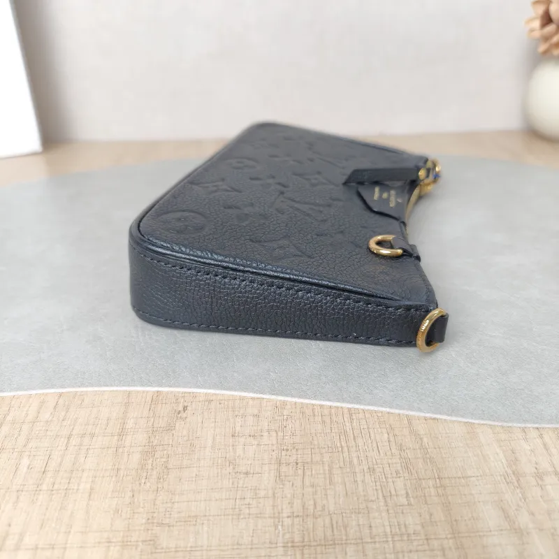 Louis Vuitton Crossbody Bag EASY POUCH ON STRAP Black Monogram Empreinte Embossed Calfskin Mini 19 × 3 × 11.5 cm — detail view 7 of 10