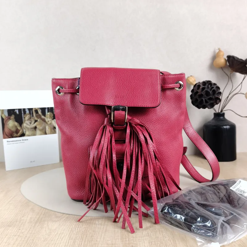GUCCI Backpack Backpack Red Calfskin 24 × 9.5 × 25 cm — cover view 3 of 6