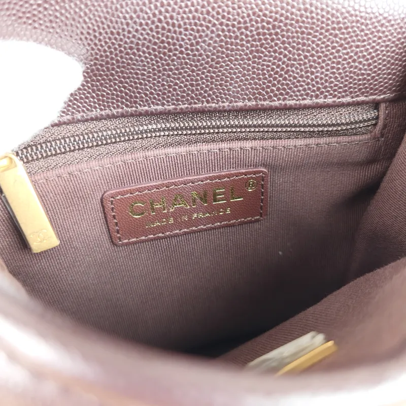 Chanel Crossbody Bag 22k Messenger Bag Brown Grained Calfskin 17 × 6.5 × 15 cm Microchip Edition — detail view 10 of 12