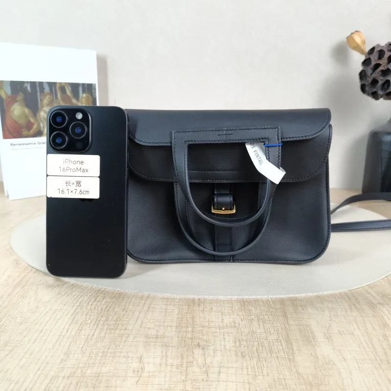 Hermès Crossbody Bag Halzan Black Swift Calfskinmini22 × 6.5 × 15 cm — cover view 5 of 6