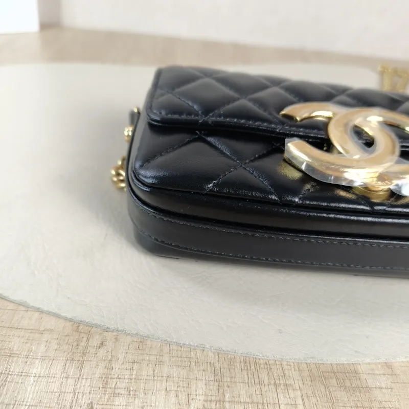 Chanel Crossbody Bag C Logo Crossbody Bag Black Lambskin One Size 17.5 × 4 × 9.5 cm — detail view 7 of 12