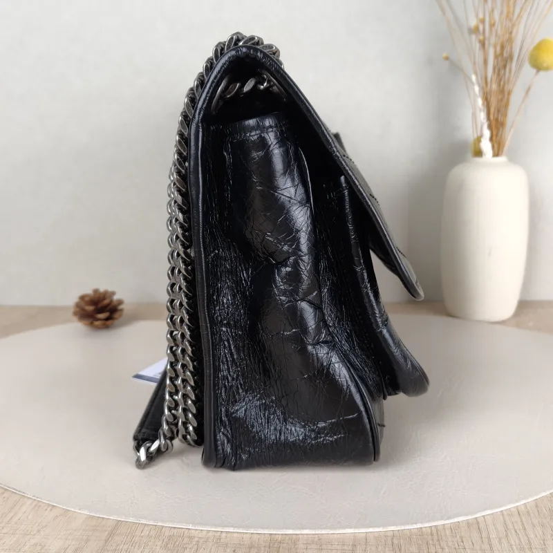 SAINT LAURENT Crossbody Bag Niki Black Waxed Leather Calfskin Medium 28 × 8.5 × 20 cm — detail view 2 of 14